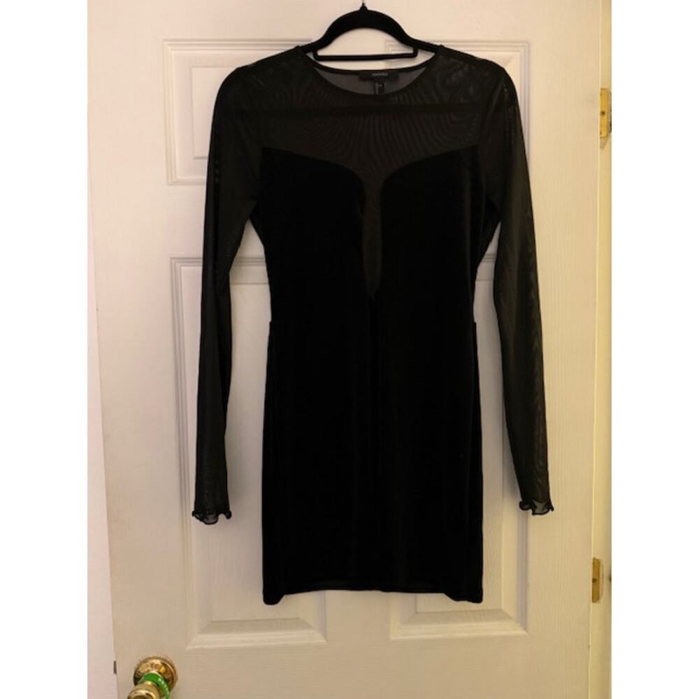 Sheer and Velvet Little Black Dress By Express Size Large